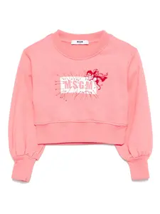Толстовка с вышитым логотипом Msgm Kids, розовый