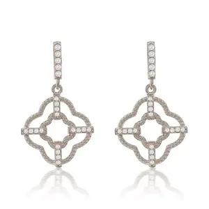 Серьги-Подвески Suzy Levian из стерлингового серебра с белыми кубическими цирконами в форме решетки Suzy Levian New York, white