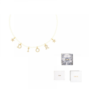 Женское ожерелье из металла, смолы и искусственных кристаллов Dior, золото