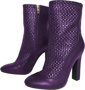 FSJ Женские сексуальные закрытые ботильоны с удобным массивным каблуком, средней высоты голенища, стильные плетеные ботинки на молнии сбоку, платье, размеры 4-15 США, Purple