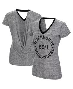 Женская черная футболка с запахом на спине Heather TRACKHOUSE RACING Halftime Touch