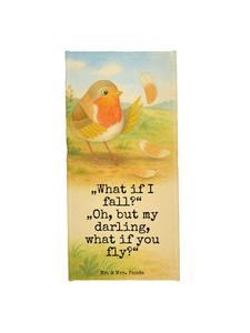 Mr. & Mrs. Panda Спортивное полотенце с изображением пера малиновки и надписью пастельно-желтого цвета