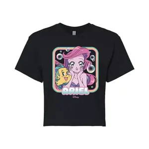 Укороченная футболка с мангой «Русалочка Ариэль» для младших классов Disney, черный