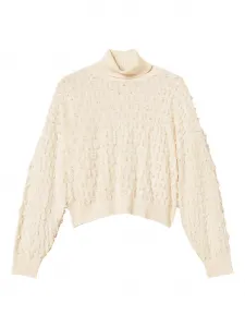 Свитер с высоким воротником и бахромой TWINSET, белый