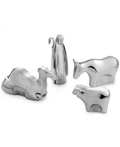 Набор из 4 фигурок пастуха и животных для рождественского вертепа Nambé, серебро