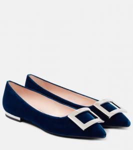 Балетки из велюра Roger Vivier, Navy
