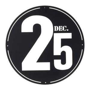 Табличка металлическая декоративная Melrose International Cut Metal December 25th, 61 см, черный