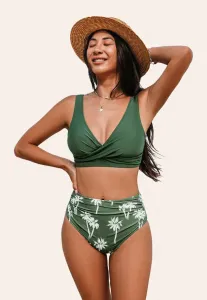Тропический комплект бикини с завязками на спине Cupshe, Dark Green