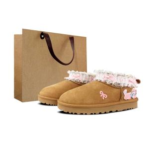 UGG Классические ультраминиатюрные термосапоги до щиколотки с противоскользящим покрытием, женские, каштаново-коричневого цвета