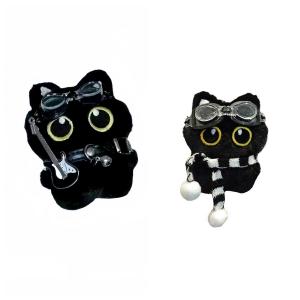 Lionf Очень милый плюшевый кулон Punk Style Little Black Cat высотой 13 см