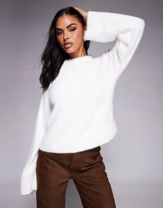 HUGO BLUE Sfurryna супермягкий пушистый вязаный джемпер белого цвета