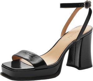 Женские сандалии COACH Tea Rose на платформе из лакированной кожи, черный