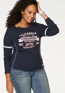 Рубашка KangaROOS с длинными рукавами и принтом спереди и на рукавах, цвет морской волны