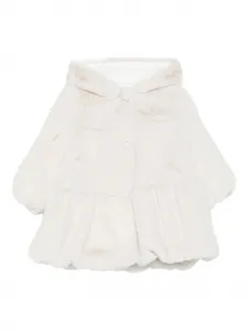 Пальто с капюшоном из искусственного меха Le Bebé Enfant, бежевый