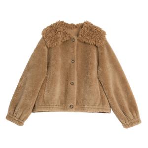 ELLE Женская бархатная куртка с кофейным лацканом Moderate