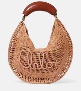 Летняя банановая сумка через плечо с эффектом рафии Chloé, Summery Beige 24M