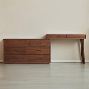 Quanu Комод из массива дерева для спальни в скандинавском стиле, 6 ящиков, с туалетным столиком и прикроватной тумбой