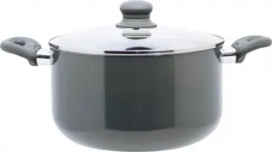 Кастрюля ELO Rhino диаметром 24 см из прессованного алюминия со стеклянной крышкой, идеально подходит для всех типов плит. Elo