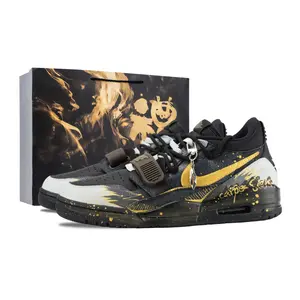 Legacy 312 Dark Gold Rhapsody устойчивые к истиранию винтажные баскетбольные кроссовки мужские черные золотые Jordan, черный золотой Shopping Bag