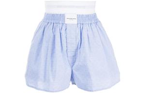 Шорты из шелка с логотипом жаккард Alexander Wang, синий