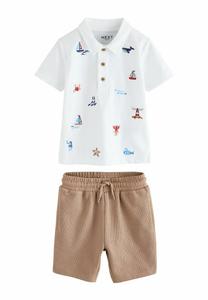 Поло REGULAR FIT ALL-OVER-EMBROIDERED SET Next, белый