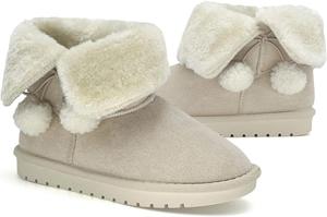 Детские зимние ботинки Sharllen для девочек, теплые снежные ботинки для малышей, уютные пушистые ботильоны для детей, уличная модная обувь для маленьких и больших детей, Off-White