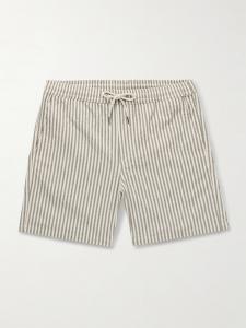 Прямые полосатые шорты Gregor из хлопковой смеси на завязках NN07, серо-зеленый