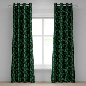 Шторы-люверсы ABAKUHAUS в виде денег, вдохновленные пиксельным искусством в стиле 80-х, банковский бизнес, декоративные двухпанельные шторы, 280 см x 175 см, лаймово-зеленый, темно-зеленый Abakuhaus