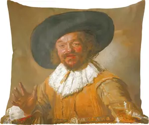 Декоративная подушка Диванная подушка Декоративная подушка для гостиной 45x45 см Веселый пьяница - Картина Франса Хальса - Подушка для сна - Подушка для дивана MuchoWow