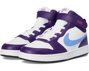 Детские кроссовки Nike Kids Court Borough Mid 2 (Little Kid), White/Royal Pulse/Eggplant