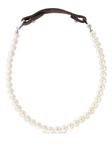 Кожаное ожерелье с жемчугом Obsidian, белый