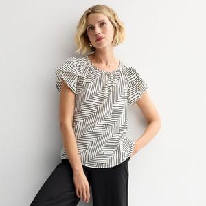 Женская блузка с присборенным воротником и рукавами-тюльпанами Nine West, цвет ivory thin lines