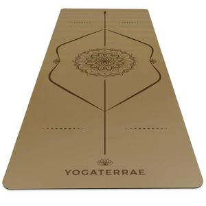 YOGATERRAE Нескользящий коврик для йоги из натурального полиуретана - MANDALA BODY LINES Бронзовый Оливковый