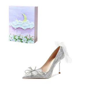 ROBINHOOD Серебряные туфли на шпильке с узором "Пурпурная лунная галактика", цвет Silver Purple Moon Galaxy Box