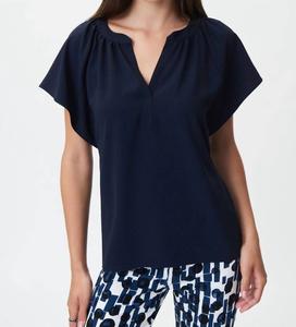 Расклешенный топ с воротником-стойкой в цвете "полуночный синий" Joseph Ribkoff