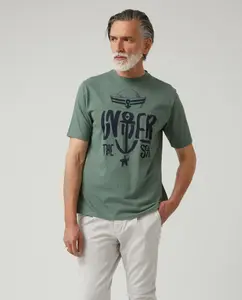 Мужская футболка с коротким рукавом и боковым логотипом Altonadock, военный зеленый