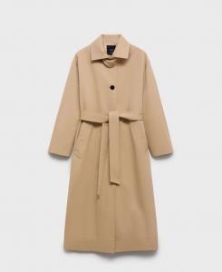 Женский длинный тренч с поясом MANGO, Medium Brown