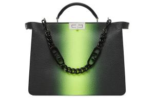 FENDI Сумка через плечо Peekaboo ISeeU из телячьей кожи, кроссбоди, ручная кладь Medium мужская неоново-желтый градиентный черный