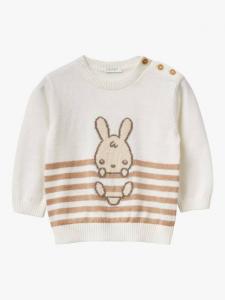 Детский джемпер из хлопковой смеси с круглым вырезом Benetton, White