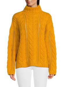 Эффектный свитер с высоким воротом из шерстяной смеси Naadam, золотой