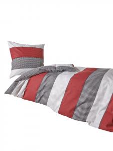 Постельное белье Nordic Stripe Red в красном цвете Traumschlaf, 240x220 (2x 80x80 см)