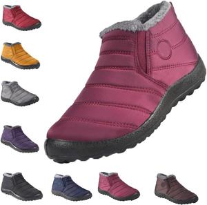 Женские зимние ботинки-снегоступы, теплые, на щиколотку, водонепроницаемые, удобные, без шнурков, с меховой подкладкой, женские зимние ботинки Generic, Dark Red