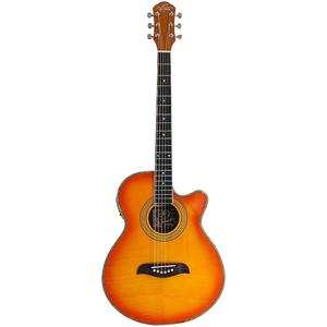 Акустическая гитара Oscar Schmidt OG10CEFYS Concert Cutaway Acoustic Electric Guitar, Flame Yellow Sunburst