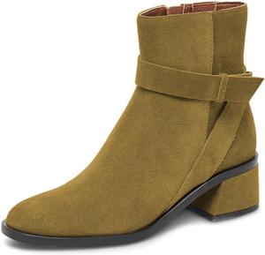 Женские закрытые ботильоны Maiyang с круглым носом, ремешками и застежкой-молнией на щиколотке, с массивным низким каблуком, повседневные, теплые короткие ботильоны, размеры US 4-16, Grass Green