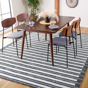 Ковер SAFAVIEH, 244 x 305 см, - коллекция Kilim - большой - Black & Ivory, ручной работы, богемный полосатый узор, идеально для гостиной, спальни, офиса, столовой (KLM441Z)