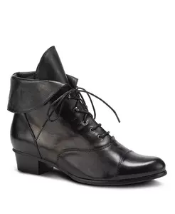 Galil Polished Leather Lace-Up Bootie с отложным манжетом и каблуком stacked heel Spring Step, черный
