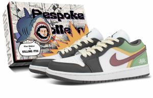 Jordan Баскетбольные кроссовки Air 1 с низким верхом, износостойкие, винтажные, унисекс, черно-белые