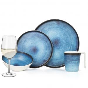 Меламиновая посуда для кемпинга, набор на 4 человека, глубокий океан + 4 бокала для белого вина Tiamo, посуда, посуда для пикника, барбекю Moritz