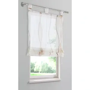 Мой дом римская штора «Димона» с петлями, прозрачная, вуаль, полиэстер My Home, цвет creme/schoko