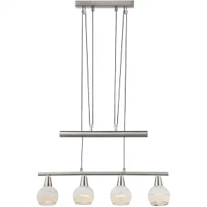 Подвесной светильник LED ELLIOTT E14 1 шт. Теплый белый, регулируемая по высоте, стекло матовое, для обеденного стола, столовой Globo Lighting, Nickel matt